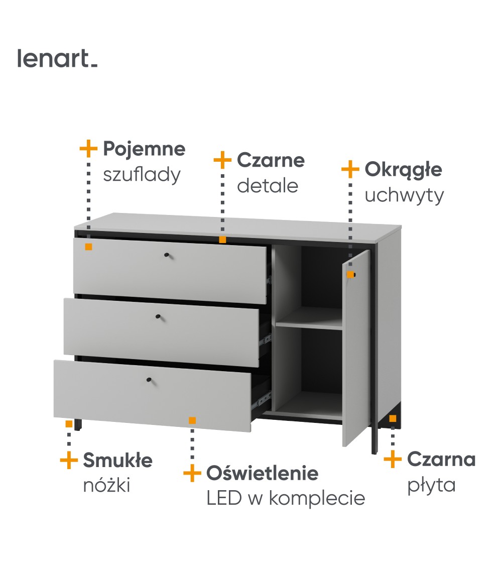 Komoda 1d3s z oświetleniem