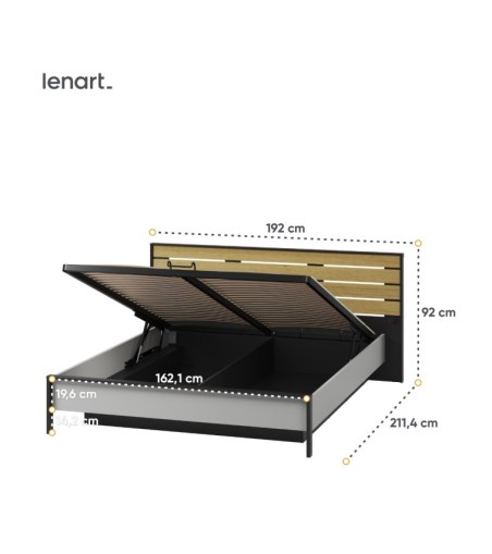 Łóżko 160 z pojemnikiem z oświetleniem