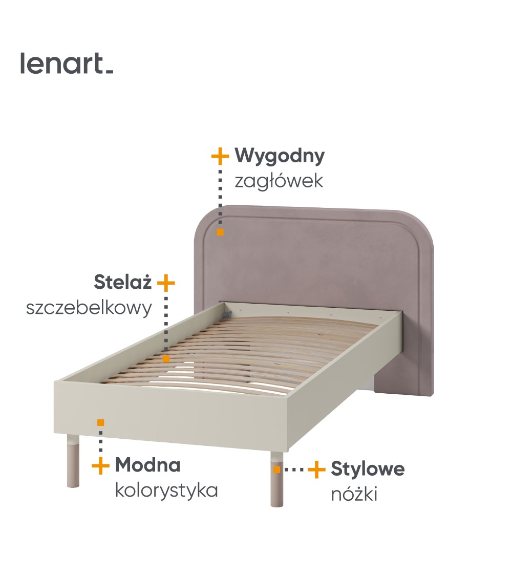 Łóżko 90 ze stelażem z kolekcji Harmony