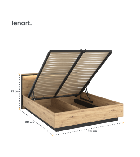 Łóżko 160 z pojemnikiem i oświetleniem