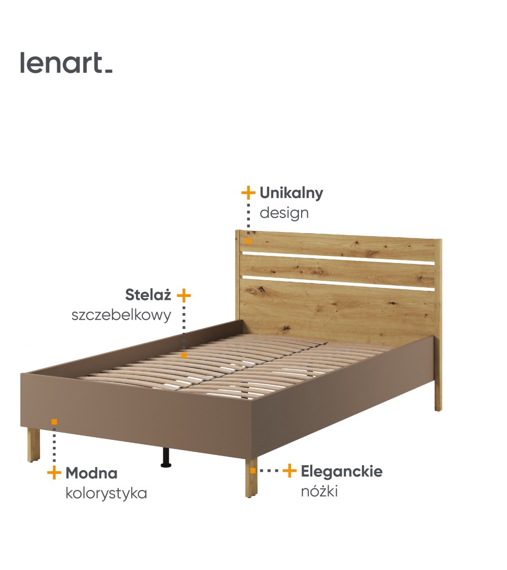 Łóżko 120 ze stelażem z kolekcji Lenny