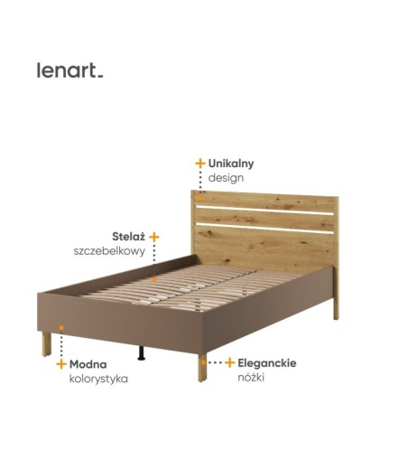 Łóżko 120 ze stelażem z kolekcji Lenny