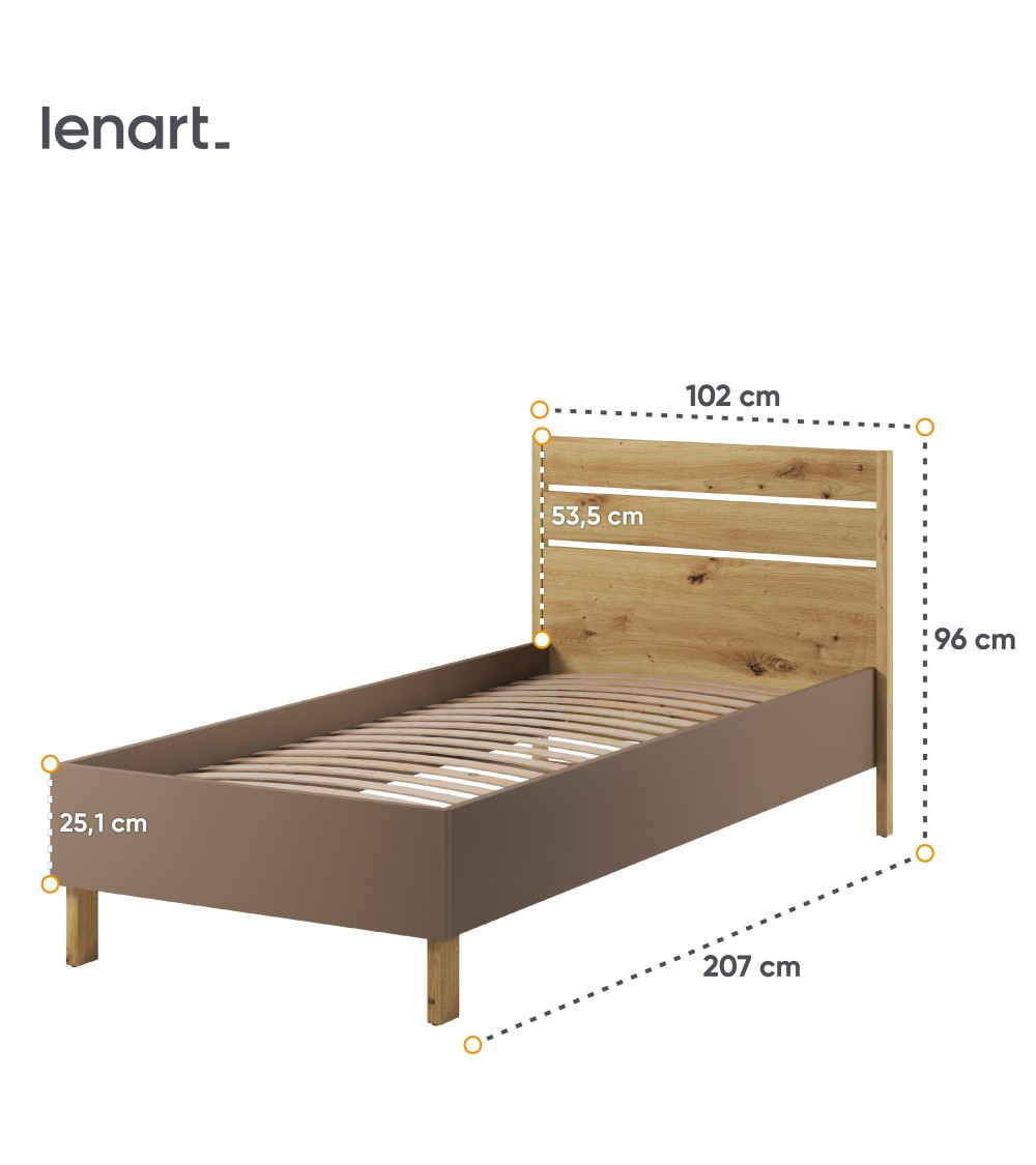 Łóżko 90 ze stelażem z kolekcji Lenny