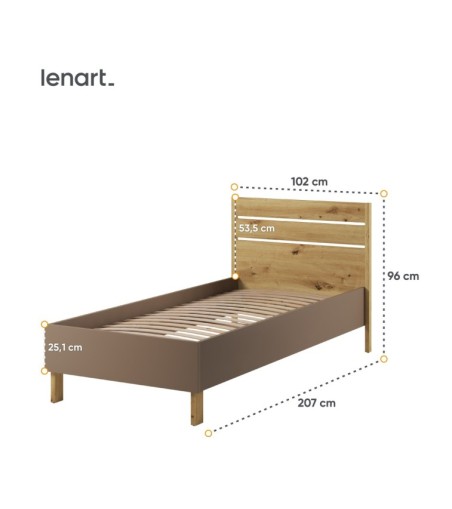 Łóżko 90 ze stelażem z kolekcji Lenny